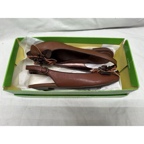 Sam & Libby women’s 6M brown flats open heel flower accent adjustable ankle - Picture 16 of 16
